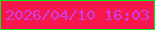 文字の大きさ：5、枠の色：04ec19、背景の色：f6174d、文字の色：cb3ee9 無料ブログパーツのブログ時計