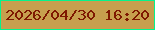 文字の大きさ：4、枠の色：04f38c、背景の色：c79f4e、文字の色：7f1801 無料ブログパーツのブログ時計
