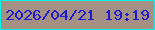 文字の大きさ：3、枠の色：04f3ea、背景の色：a49184、文字の色：1e19d4 無料ブログパーツのブログ時計