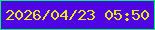 文字の大きさ：2、枠の色：04f66b、背景の色：5004e4、文字の色：e5ee0d 無料ブログパーツのブログ時計
