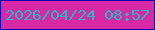文字の大きさ：3、枠の色：0503b4、背景の色：d828a5、文字の色：22bac2 無料ブログパーツのブログ時計