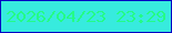 文字の大きさ：3、枠の色：0504c4、背景の色：37ebde、文字の色：24fb86 無料ブログパーツのブログ時計