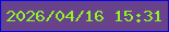 文字の大きさ：3、枠の色：0505e7、背景の色：68438c、文字の色：8ff428 無料ブログパーツのブログ時計