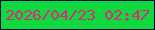文字の大きさ：5、枠の色：050839、背景の色：0fd93e、文字の色：e1267e 無料ブログパーツのブログ時計