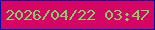 文字の大きさ：4、枠の色：05129d、背景の色：d40564、文字の色：84d067 無料ブログパーツのブログ時計