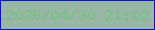 文字の大きさ：4、枠の色：0513d9、背景の色：98b7a4、文字の色：79bf85 無料ブログパーツのブログ時計