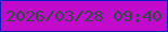 文字の大きさ：1、枠の色：0520bd、背景の色：c10acb、文字の色：294e40 無料ブログパーツのブログ時計