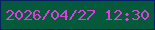 文字の大きさ：5、枠の色：052362、背景の色：045a3a、文字の色：d842d9 無料ブログパーツのブログ時計