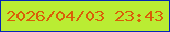 文字の大きさ：1、枠の色：0525b6、背景の色：baec33、文字の色：d95f08 無料ブログパーツのブログ時計