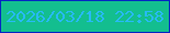 文字の大きさ：4、枠の色：0525c4、背景の色：13be8f、文字の色：27baf8 無料ブログパーツのブログ時計
