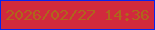 文字の大きさ：4、枠の色：0525ee、背景の色：d12a3c、文字の色：ae661c 無料ブログパーツのブログ時計
