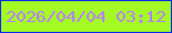 文字の大きさ：4、枠の色：0525f1、背景の色：a4fb24、文字の色：ba7afc 無料ブログパーツのブログ時計