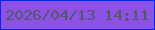 文字の大きさ：3、枠の色：0526f2、背景の色：8c52e6、文字の色：555766 無料ブログパーツのブログ時計