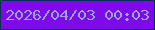 文字の大きさ：2、枠の色：053152、背景の色：7d0ae9、文字の色：9ba5d6 無料ブログパーツのブログ時計