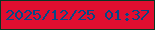文字の大きさ：5、枠の色：053723、背景の色：e00e30、文字の色：034988 無料ブログパーツのブログ時計