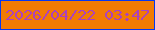 文字の大きさ：3、枠の色：0537f1、背景の色：f27b03、文字の色：ac42bc 無料ブログパーツのブログ時計