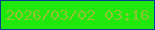 文字の大きさ：4、枠の色：053e93、背景の色：21e80c、文字の色：8dc436 無料ブログパーツのブログ時計