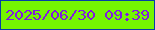 文字の大きさ：5、枠の色：053ea7、背景の色：75f502、文字の色：8219e0 無料ブログパーツのブログ時計
