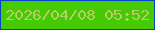 文字の大きさ：4、枠の色：0543cb、背景の色：45ca04、文字の色：b6ce64 無料ブログパーツのブログ時計