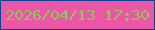 文字の大きさ：3、枠の色：054496、背景の色：eb56a6、文字の色：94c45e 無料ブログパーツのブログ時計