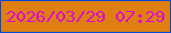 文字の大きさ：3、枠の色：054bd5、背景の色：df7f12、文字の色：da0dcb 無料ブログパーツのブログ時計