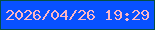 文字の大きさ：5、枠の色：054f44、背景の色：0851ff、文字の色：fdb6c4 無料ブログパーツのブログ時計