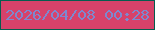 文字の大きさ：5、枠の色：055d4f、背景の色：d7426a、文字の色：7e88ce 無料ブログパーツのブログ時計