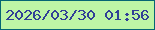 文字の大きさ：3、枠の色：056574、背景の色：bdf5a6、文字の色：313f96 無料ブログパーツのブログ時計