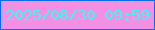文字の大きさ：1、枠の色：056deb、背景の色：f48fe6、文字の色：33fcf1 無料ブログパーツのブログ時計