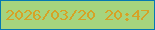 文字の大きさ：4、枠の色：0578b2、背景の色：a6d47e、文字の色：d6a226 無料ブログパーツのブログ時計