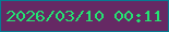 文字の大きさ：4、枠の色：057c92、背景の色：662964、文字の色：24e372 無料ブログパーツのブログ時計