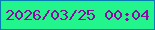 文字の大きさ：3、枠の色：057db3、背景の色：23f58d、文字の色：8a0aa4 無料ブログパーツのブログ時計