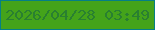 文字の大きさ：4、枠の色：057f86、背景の色：44a31a、文字の色：298030 無料ブログパーツのブログ時計