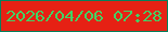 文字の大きさ：2、枠の色：05805b、背景の色：e62114、文字の色：43d164 無料ブログパーツのブログ時計