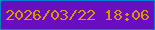 文字の大きさ：5、枠の色：0582c2、背景の色：6a0dbf、文字の色：de9303 無料ブログパーツのブログ時計