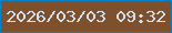 文字の大きさ：5、枠の色：0582ca、背景の色：7e512c、文字の色：cde2f2 無料ブログパーツのブログ時計
