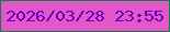 文字の大きさ：4、枠の色：05833e、背景の色：e357cb、文字の色：6301b7 無料ブログパーツのブログ時計