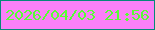 文字の大きさ：5、枠の色：058979、背景の色：fa80f8、文字の色：57ff34 無料ブログパーツのブログ時計