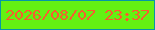 文字の大きさ：5、枠の色：0597a7、背景の色：64f113、文字の色：f95b2f 無料ブログパーツのブログ時計