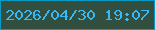 文字の大きさ：3、枠の色：059bc7、背景の色：324e3f、文字の色：36b9f8 無料ブログパーツのブログ時計