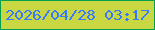 文字の大きさ：5、枠の色：059e4c、背景の色：c9d742、文字の色：3879ff 無料ブログパーツのブログ時計