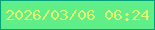 文字の大きさ：2、枠の色：059f7a、背景の色：5fee87、文字の色：e0f671 無料ブログパーツのブログ時計