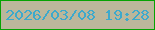文字の大きさ：4、枠の色：05a302、背景の色：bbb79b、文字の色：3da9cc 無料ブログパーツのブログ時計