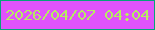文字の大きさ：3、枠の色：05a479、背景の色：e053fb、文字の色：b6ec61 無料ブログパーツのブログ時計