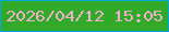 文字の大きさ：5、枠の色：05a6df、背景の色：32aa29、文字の色：f7aece 無料ブログパーツのブログ時計