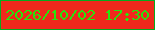 文字の大きさ：5、枠の色：05ab1e、背景の色：ef291c、文字の色：27e50c 無料ブログパーツのブログ時計