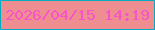 文字の大きさ：1、枠の色：05abc0、背景の色：ee8e90、文字の色：f854c9 無料ブログパーツのブログ時計
