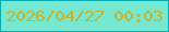 文字の大きさ：4、枠の色：05adb3、背景の色：76e8d1、文字の色：c5b32e 無料ブログパーツのブログ時計