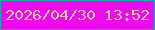 文字の大きさ：3、枠の色：05b2a7、背景の色：ef0aed、文字の色：f3cab3 無料ブログパーツのブログ時計