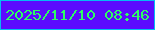 文字の大きさ：5、枠の色：05bcf3、背景の色：5c0cfe、文字の色：2efd63 無料ブログパーツのブログ時計